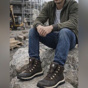 Global Win Men's Black and Brown Rain Boots